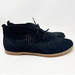 MEPHISTO BLACK SUEDE PERFORATED LASER CUT LACE UP ANKLE BOOTIES BOOTS SZ 11